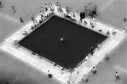 Mosque pool fade B&W : Delhi, India