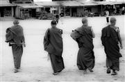 Reservoir monks B&W : Mirik, India