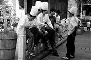 Chefs on a break B&W : Kunming, China