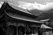 Green mountain temple #2 B&W : Dali, China