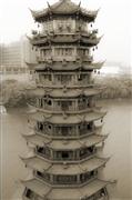 Sepia bronze pagoda : Guilin, China